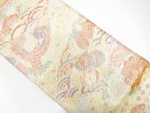 佐賀錦　地紙に花・鶴模様織り出し袋帯